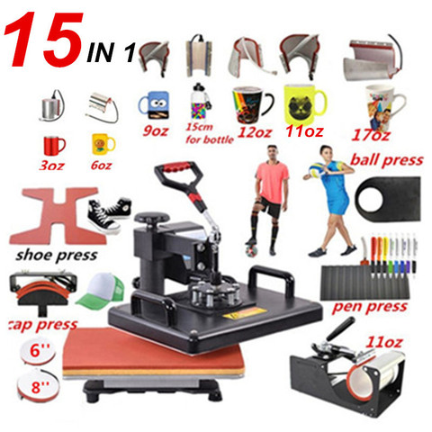 15 In 1 Heat Press Machine,Sublimation Printer/shoe Transfer Machine Pen Heat Press For Mug/Cap/football/bottle/pen/shoe/T shirt ► Photo 1/6