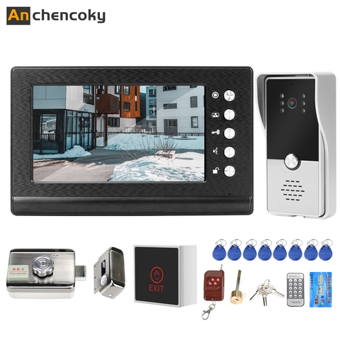 Anchencoky Wired Video Intercom with Lock  Electric Lock for Apartment Home Electric Lock Access Control Video Door Phone System ► Photo 1/6