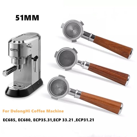 51MM Bottomless Holder Coffee Portafilter for EC680 685 eco310 ECP35.31 ECP33.21 BCO420 Espresso coffee tool بورتافلتر ديلونجي ► Photo 1/6