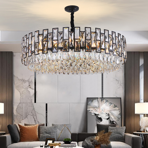 Modern Crystal Chandelier for Living Room Dining Room Black Light Round Lustre led Chandeliers  Kitchen Bedroom Indoor Lighting ► Photo 1/6