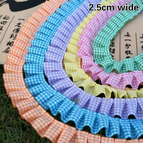 Fine Precision Pleated Gingham Lace Fabric DIY Hat Shoes Headdress Gift Box Ribbon Girls Clothes Pettiskirt Sewing Decoration ► Photo 1/5