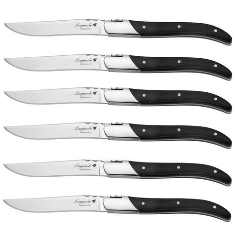6pcs Laguiole Cutlery Steak Knife Black Wood Handle Table Knives Stainless Steel Dinner Knifes Luxury Wedding Party Tableware ► Photo 1/6