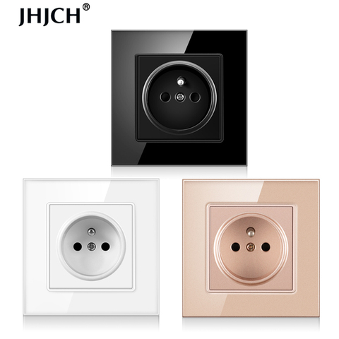 JHJCH French standard plug, glass wallboard, French power supply, 16a 220V grounding socket, child protection door ► Photo 1/6