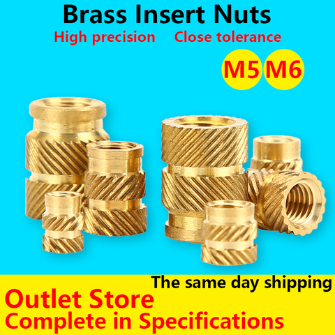 Insert Nuts M2/M3/M4/M5/M6 Double Twill Knurled Brass Nut Hot Pressed into Plastic Injection Hot-melt Brass Inset Nut 100Pcs ► Photo 1/2