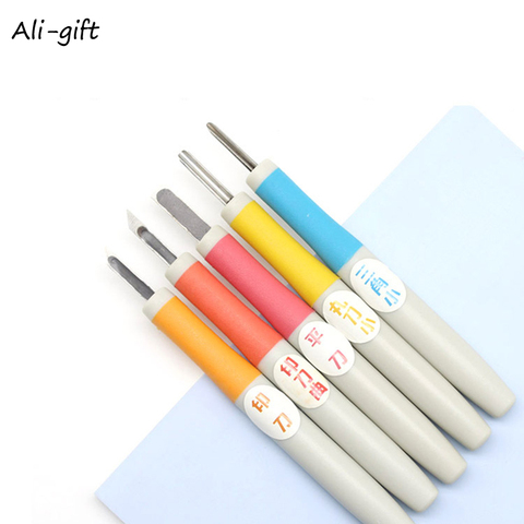 5 PCS/SET Premium Steel Cutter Set Rubber Stamp Engraving Woodworking Carving DIY Art Tools Engraving Accessories ► Photo 1/6