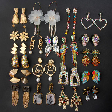 Flatfoosie Fashion  Multi-Color Crystal Drop Earrings For Women Geometric Statement Earrings Wedding Party 2022 Jewelry Gifts ► Photo 1/6