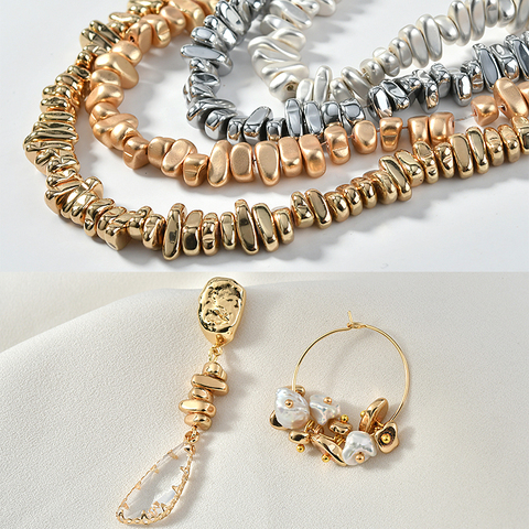 Irregularly shaped electroplated beads KC gold handmade beaded material DIY bracelet earrings 1pcs ► Photo 1/5