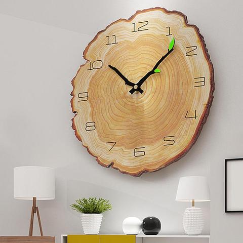 Living Room Decoration Wood Grain Quartz Modern Durable Mute Running Battery Operated Practical Wall Clock Simple Annual Ring ► Photo 1/6