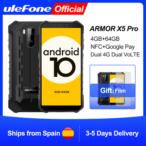 Ulefone Armor X5 Pro Rugged Waterproof Smartphone 4GB+64GB Android 10.0 Cell Phone NFC 4G LTE Mobile Phone ► Photo 1/6