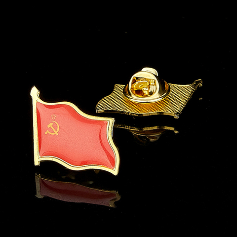 Union of Soviet Socialist Republics USSR National Color Flag Lapel Pin Solid Metal Country Badge Brooch Hat Cap Tie Safety Pins ► Photo 1/6