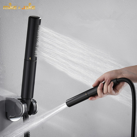 Black brass Hand held shower head copper black pressurized shower head pressurized bathroom rain with switch shower head ► Photo 1/2