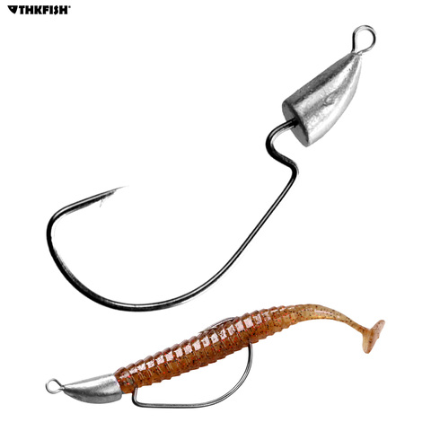 10pcs/lot Bullet Jig Head Fishing Hook 5g 7g 10g Lead Head Hook Weedless Offset Worm Hook For Texas Rigs Fishing ► Photo 1/6