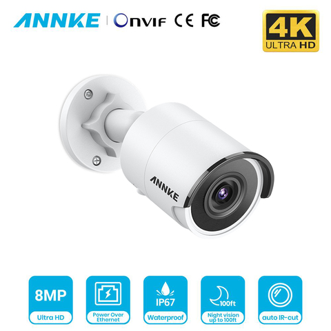 ANNKE 1PC Ultra HD 8MP POE Camera 4K Outdoor Indoor Weatherproof Security Network BulletNight Vision Email Alert CCTV Camera ► Photo 1/6