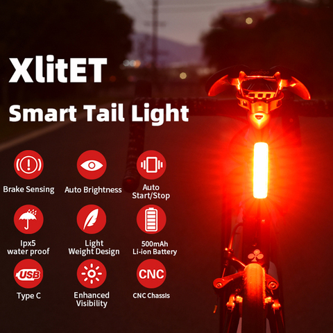 Enfitnix XlitET Bicycle Tail Light Seats Cushion And Pole Double Bracket Bicycle Tail Lamp Starts Stop Brake Sensing Flashlight ► Photo 1/6