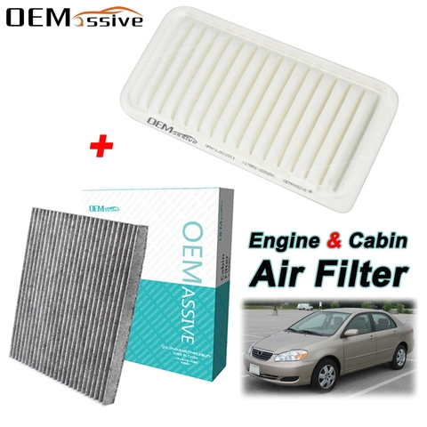 Car Parts Engine Cabin Air Filter 17801-22022 88568-02022 Combo Set For Toyota Corolla Matrix E130 2003 2004 2005 2006 2007 2008 ► Photo 1/6