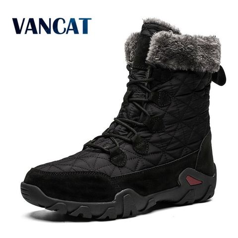 Size 47 Genuine Leather Men's Boots Men Snow Boots Outdoor Super Warm Winter Ankle Boots Waterproof Motorcycle Boots Sneakers ► Photo 1/6