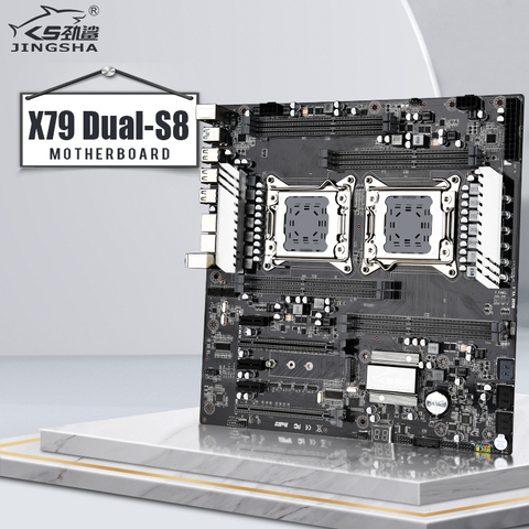JINGSHA X79 Dual S8 Motherboard Dual CPU LGA2011 8-channel X79 Dual CPU Motherboard DDR3 Support REG ECC RAM Up to 256GB ► Photo 1/6
