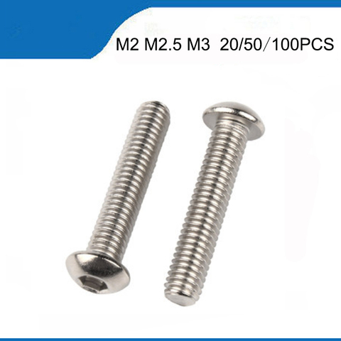 20/50/100Pcs M2 M2.5 M3 ISO7380 Stainless Steel 304 A2 Round Head Screws Mushroom Hexagon hex Socket Button Head Screw ► Photo 1/5