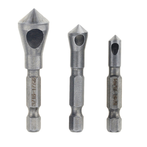 3pcs HSS Countersink Deburring Drill Bit Metal Taper Hole Saw Cutter Chamfering Power Drills Hand Tool Bit Cutting Hex shank ► Photo 1/6