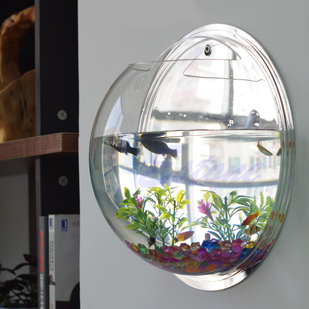 Godagoda Hanging Wall Mounted Fish Bowl Aquaponic Tank Aquariums Plant Fish Bubble Clear