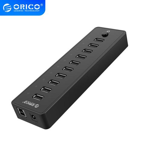 ORICO USB HUB 10 Port ABS USB2.0 HUB With 12V Power Adapter High Speed USB Splitter For PC Computer Accessories 1M Data Cable ► Photo 1/6