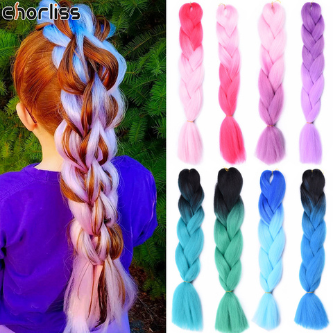 Chorliss 24 Inch Long Ombre Synthetic Braiding Kanekalon Hair  Crochet Extensions Hair Box Braid Synthetic Braids Hair For Women ► Photo 1/6