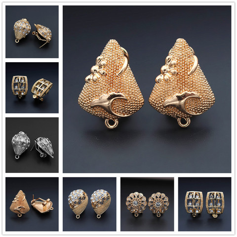 1pair Flower Drop Earrings Post Connectors Linker Findings DIY Women Hanging on Dangle Earrings Designers Jewelry Accessories ► Photo 1/6