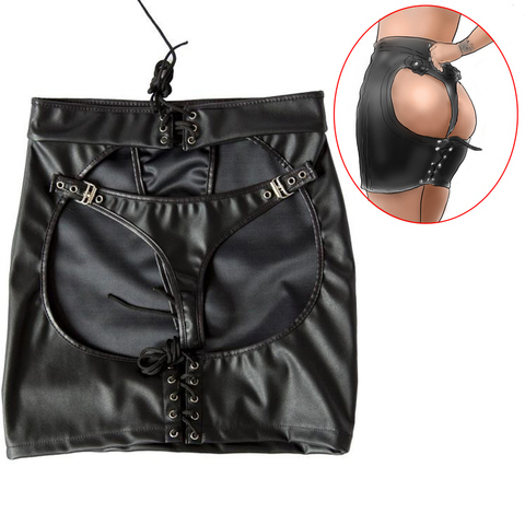 Expose Buttocks Spanking Skirt,Gothic Bondage Skirt ,Slim Bodycon Clubwear Short,Adult Sexy Costume Accessories ► Photo 1/6