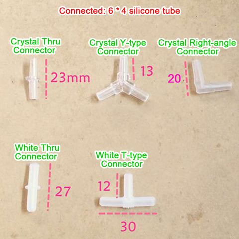 Tube Pipe Hose Connection Accessories White Crystal T Y L Cross Type Right Angle Connector with 6*4mm Silicone Tube DIY Air Pump ► Photo 1/1