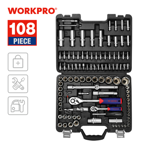 WORKPRO 108PC Tool Set for Car Repair Tools Mechanic Tool Set Matte Plating Sockets Set Ratchet Spanners Wrench ► Photo 1/6