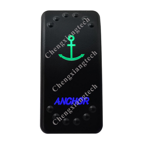 ANCHOR  Up Green & Down Blue Led Light Rocker Push Switch 5Pins SPST ON/OFF 12V 24V For Marine Boat Car Waterproof ► Photo 1/6
