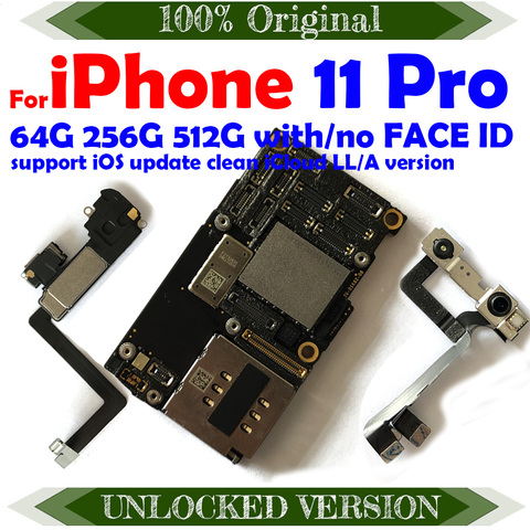 Free Shipping  Motherboard For iPhone 11 Pro Factory Unlocked Mainboard Without with Face ID IOS Update Support LTE 4G ► Photo 1/3