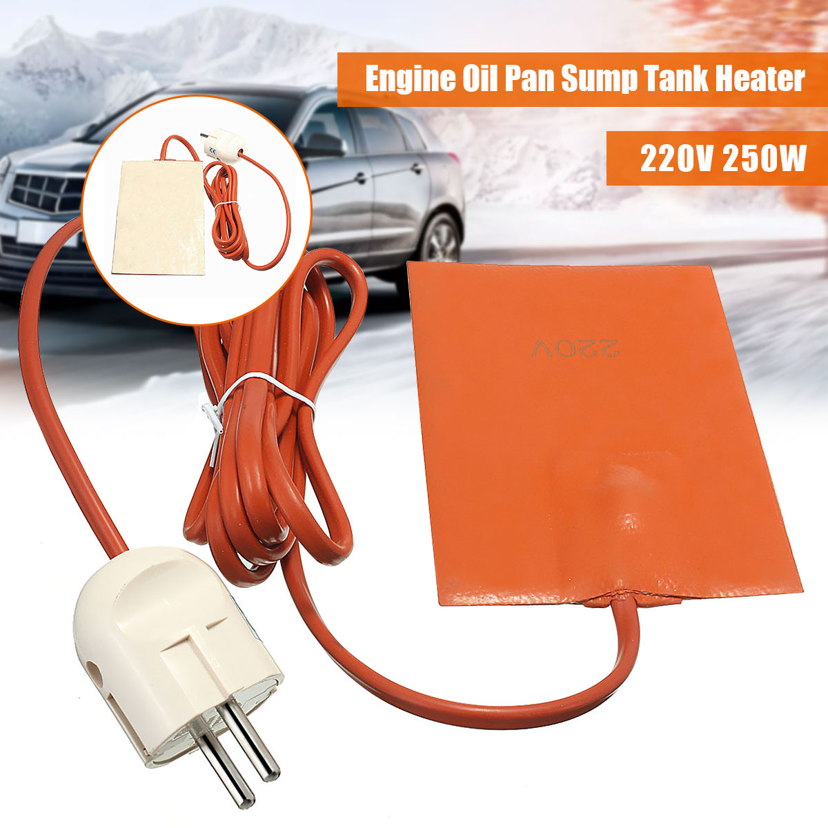 Car Engine Oil Pan Sump Tank Heater Pad 250W Silicone oil heating Pad Engine Oil Tank Wear Protect With EU Plug 220-240V ► Photo 1/6