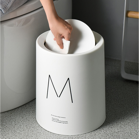 8L Nordic Simple Plastic Trash Can Office Bathroom Kitchen Trash Bin Living Room Bedroom Garbage Household Waste Bin With Lid ► Photo 1/6