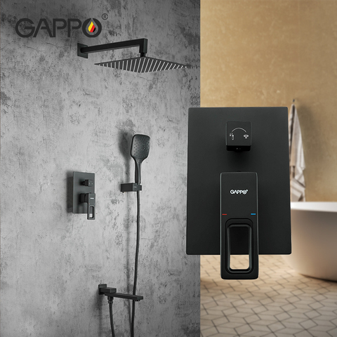 GAPPO black faucet shower bathroom Concealed Mounted Mixer hot and cold water mixer Brass faucet Bathtub rainfall shower system ► Photo 1/6