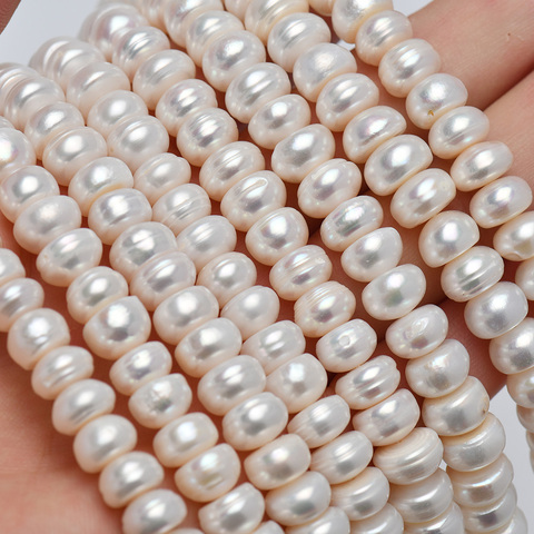 1 strand Natural Bread Round White Cultured Freshwater Pearl Loose Beads 9-10mm for Jewelry Making 15 inch ► Photo 1/6