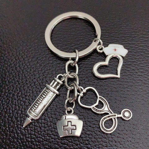 New Nurse Medical Box Medical Key Chain Needle Syringe Stethoscope Keychain Jewelry Medicine Graduate Gift ► Photo 1/6