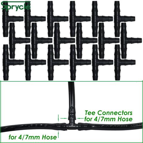 SPRYCLE 20-100PCS 1/4 Inch Connector Joint Tee Drip Irrigation Dripper Watering Garden Tools for 4mm/7mm Pipe Hose Greenhouse ► Photo 1/6