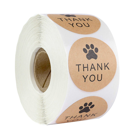 Round Kraft Paper Thank You for Bear footprints Stickers 50labels/wad Sticker Cute handmade Stationery Sticker ► Photo 1/6