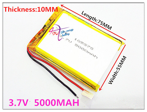 105575 3.7V 5000MAH Polymer Lithium LiPo Rechargeable Battery For GPS DVD E-book tablet pc laptop power bank video game ► Photo 1/1