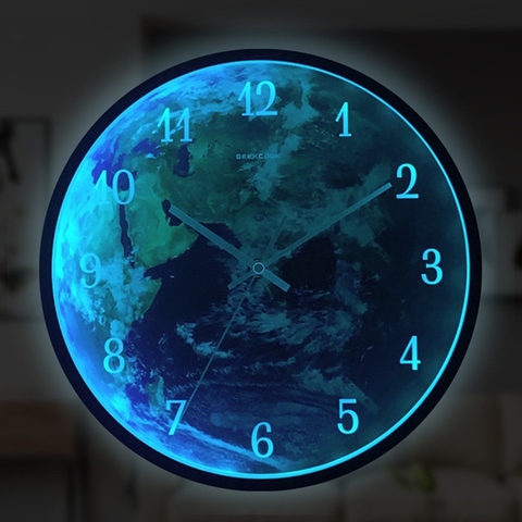 LED sound and light dual control luminous wall clock creative earth home clock living room decorative hanging clock ► Photo 1/6