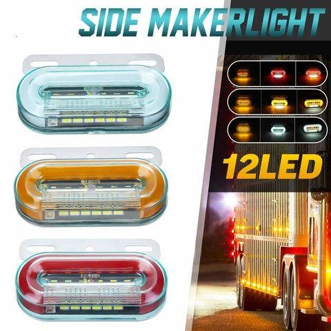 12V / 24V 12 LED Side Marker Lights Car External Lights Signal Indicator Lamps Warning Tail Light 3 Modes Trailer Truck Lorry ► Photo 1/6