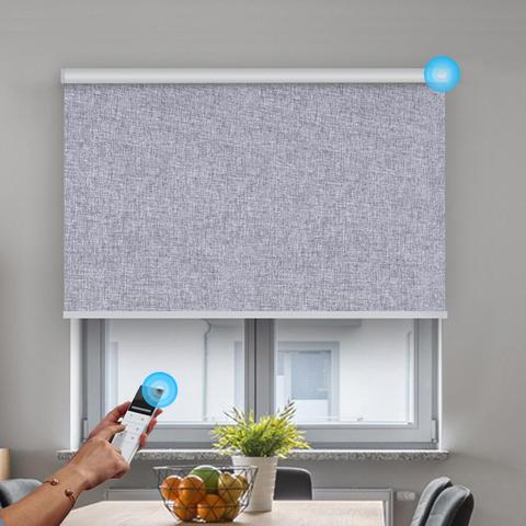 Cloth Grain Series Full Blackout Roller Blinds Rechargeable System Electric  Wireless Window Shades for Home Office ► Photo 1/6