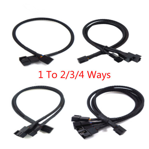 4 Pin Pwm Fan Cable 1 To 2/3/4 Ways Splitter Black Sleeved 27cm Extension Cable Connector 4Pin PWM Extension Cables ► Photo 1/6