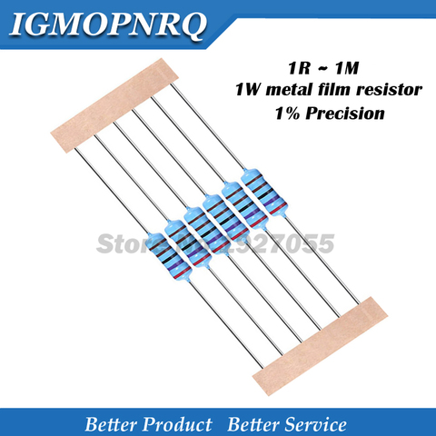 10pcs 1W Metal film resistor 1% 1R ~ 1M 2R 10R 22R 47R 100R 330R 1K 4.7K 10K 22K 47K 100K 330K 470K 1 2 10 22 47 100 330 ohm new ► Photo 1/1