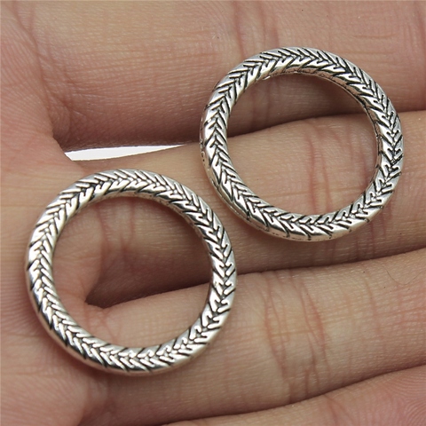 WYSIWYG 4pcs/lot 24x24mm Charms Circle Connector Antique Silver Color Alloy DIY Jewelry Making Accessories ► Photo 1/3