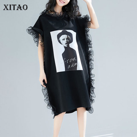 [XITAO] 2022 New Arrival Spring Women Fashion Summer Europe Casual Loose Short Sleeve Ruffles O-neck Knee-length Dress  WBB2921 ► Photo 1/6