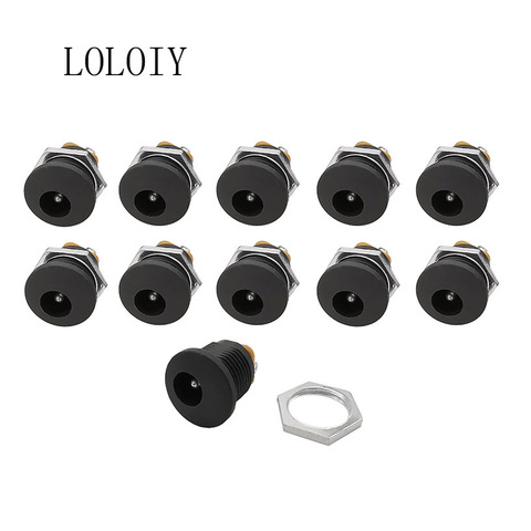 10/5pcs DC-022 5.5x2.1mm DC Power Socket Jack Connector Round Hole Screw Nut Interface Panel Mounting DC Outlet DC022 5.5*2.1 ► Photo 1/6