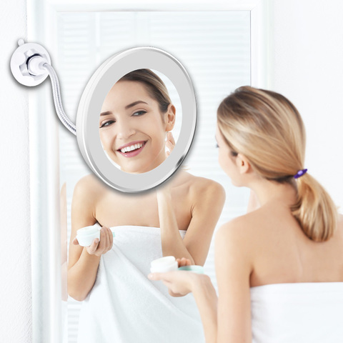10X LED Mirror Makeup Mirror Flexible Mirror illuminated Magnifying Vanity Mirrors with Light Make up Miroir Bathroom Mirrors ► Photo 1/6