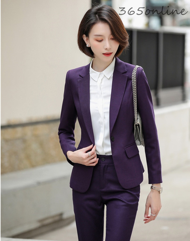 High Quality Fabric Women Business Suits Formal Uniform Designs Pantsuits Autumn Winter Ladies OL Work Wear Professional Blazers ► Photo 1/6